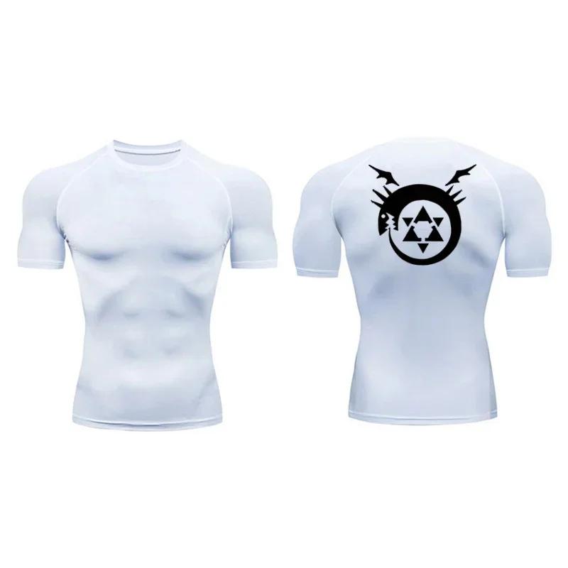 Anime Summer Men's Printed Tight Short Sleeve Fitness Training T-shirt Breathable Quick Drying Sports T-shirt