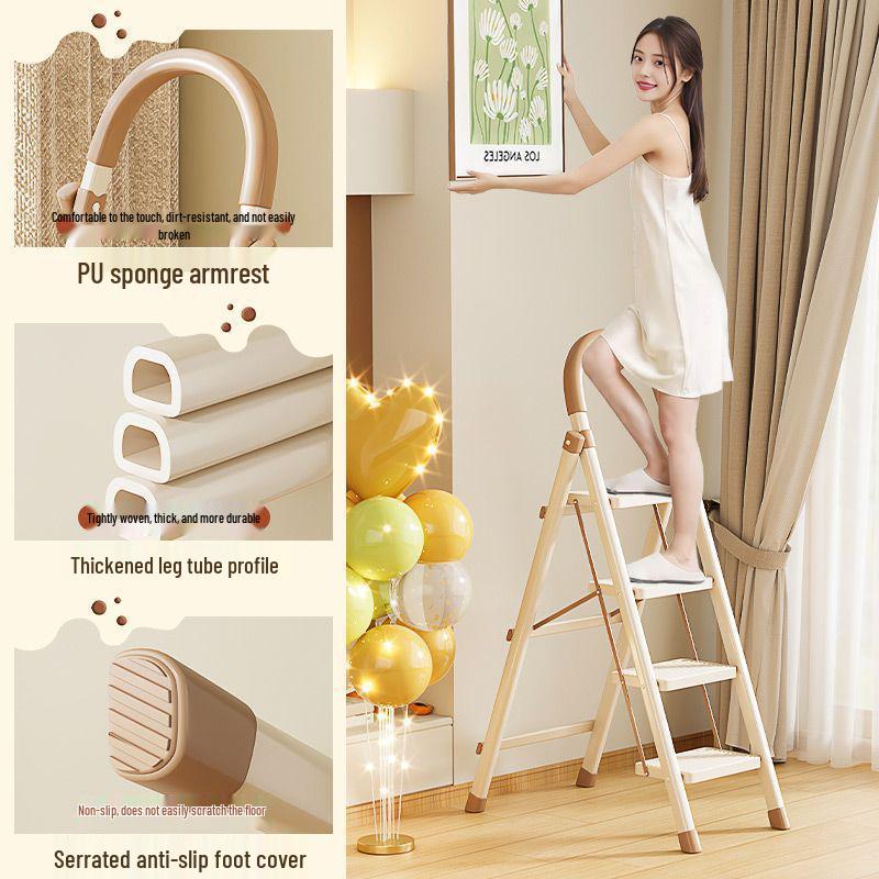 Compact Folding Telescopic A-Frame Ladder: Portable, Lightweight, Multi-functional, Indoor Use.