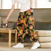 Summer new Chinese style men's casual color matching pants cotton and linen loose bloomers cross-pants P