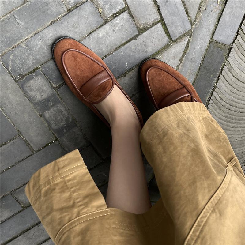 Fashion 2025 New Spring Suede Leather Women Shoes Casual Slip-On Loafers Comfortable Simple Shoes Round Toe Shoes Woman Zapatos De Mujer