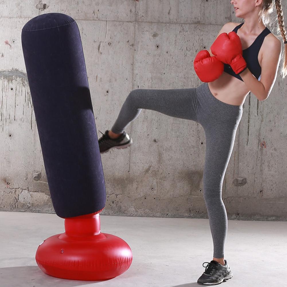 1.6m 63in Inflatable Flocking Boxing Column Adult Children De Stress Thicken Freestanding Sandbag