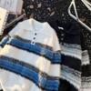 Unisex Striped Polo Collar Sweater - Trendy Autumn/Winter Knitwear for Men & Women