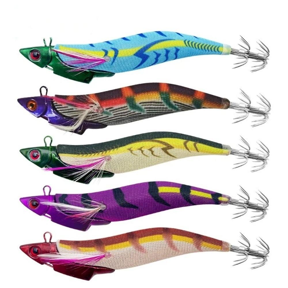 39g Weight Wooden Fishing Lure 13.4cm Length Shrimp Squid Lure Glow Fishing Lure Saltwater Fishing