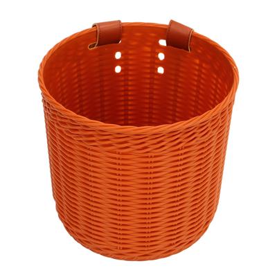 Front Handlebar Bicycle Basket Multipurpose Simulation Wicker Round Shape Large Capacity Bike
