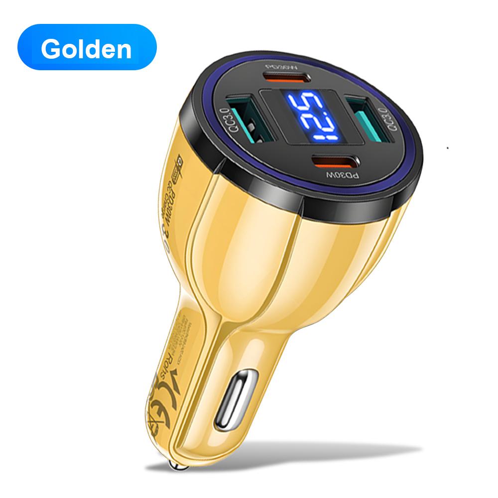 

60 Вт Макс 4 порта PD30W телефон зарядное устройство быстрая зарядка с QC3.0 USB порт цифровой дисплей напряжения адаптер питания для телефона/планшета золотистый