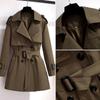 Women's Mid-Length Korean Style Trench Coat - Chic British Design