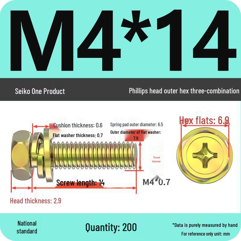 Hex Head Combo Screw Bolt with Washer and Spring Washer