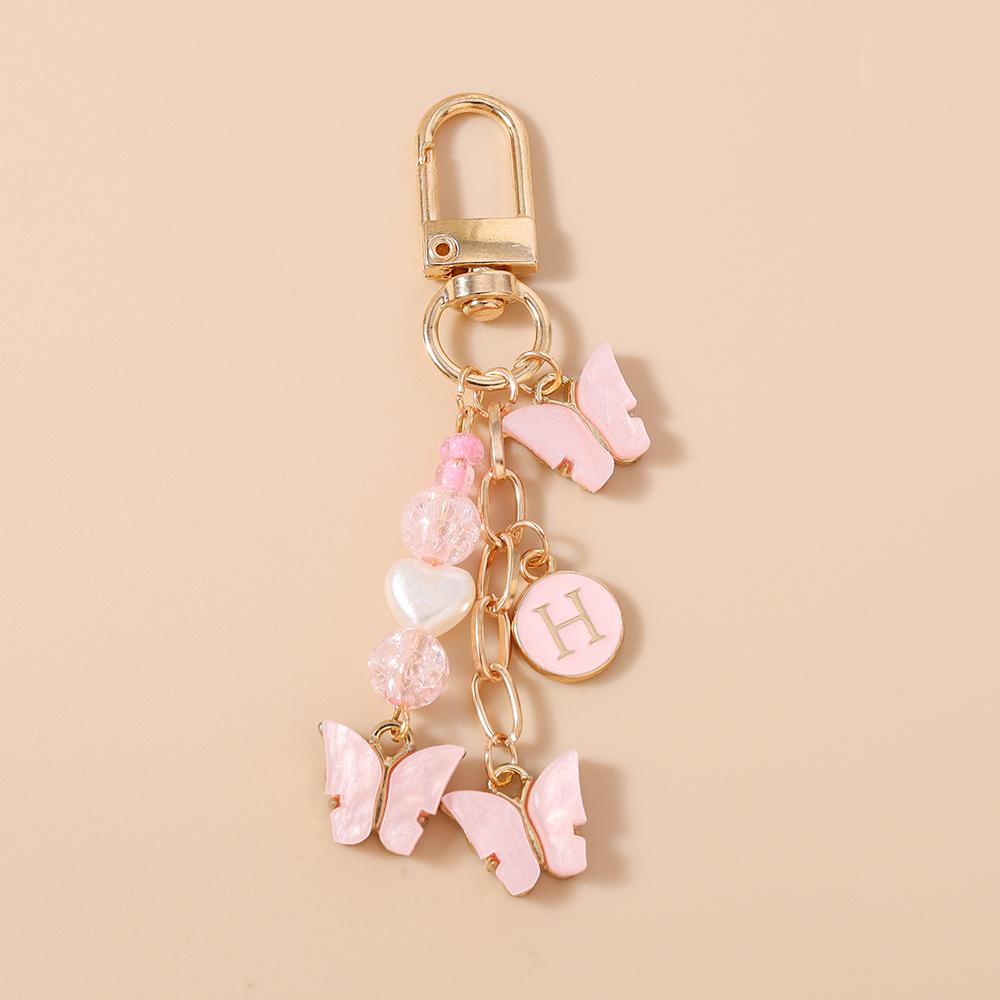 Pretty Butterfly Keychain Women Girls Pearl Shell Starfish Key Ring Pendant for Handbag DIY Key Holder Jewelry Gift