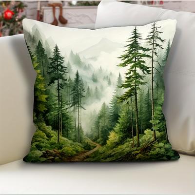 Buntfriedliche Waldlandschaft Bedruckte Kissenhülle, Dekokissen für Zuhause, Kissenhülle zur Dekoration von Wohnzimmer-Sofas