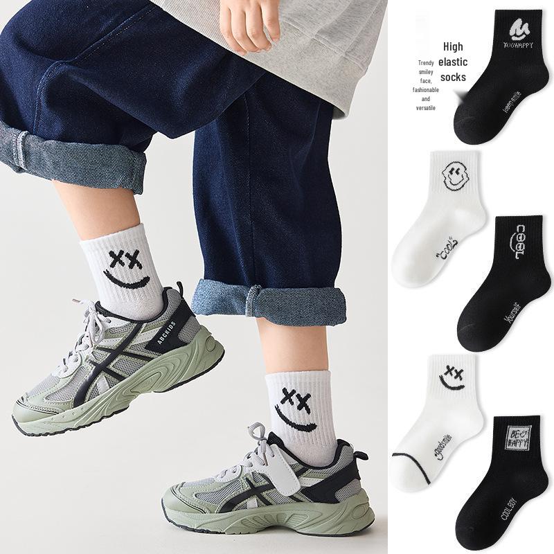 Spring-less Mid-Calf Kids' Socks for Boys & Girls (6-12 Years) - Baby Cotton Socks for Spring & Autumn
