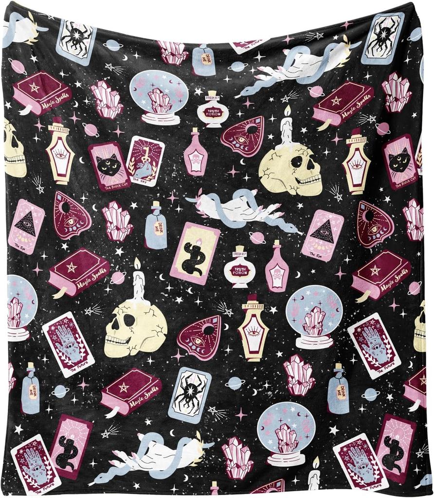 Halloween Blanket,Halloween Pink Pumpkin Ghost Mushroom Fleece Blankets,Fall Thanksgiving Farmhouse Gifts for Women Flannel Thro