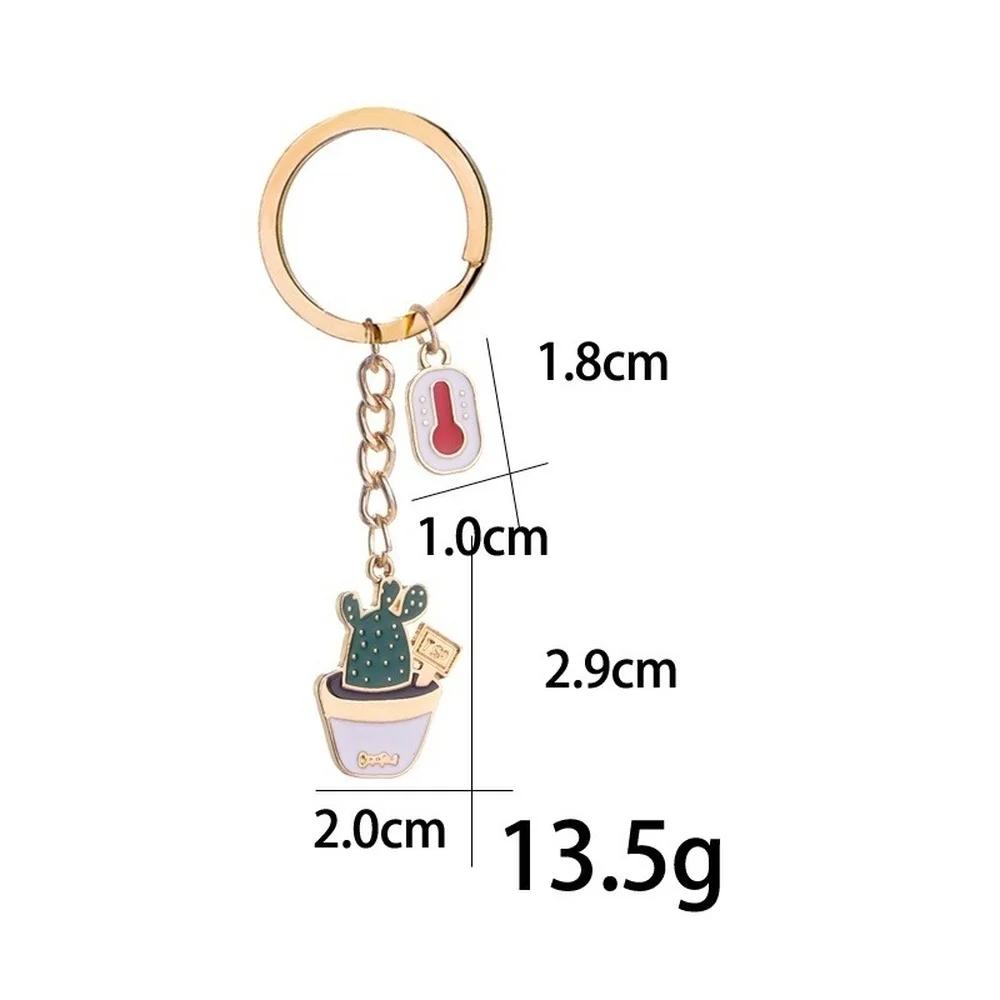 Womens Succulent Potted Plant Keychain Beach Style Hat Garden Succulent Cactus Plant Keychain Zinc Alloy Oil Drop Pendant Gift