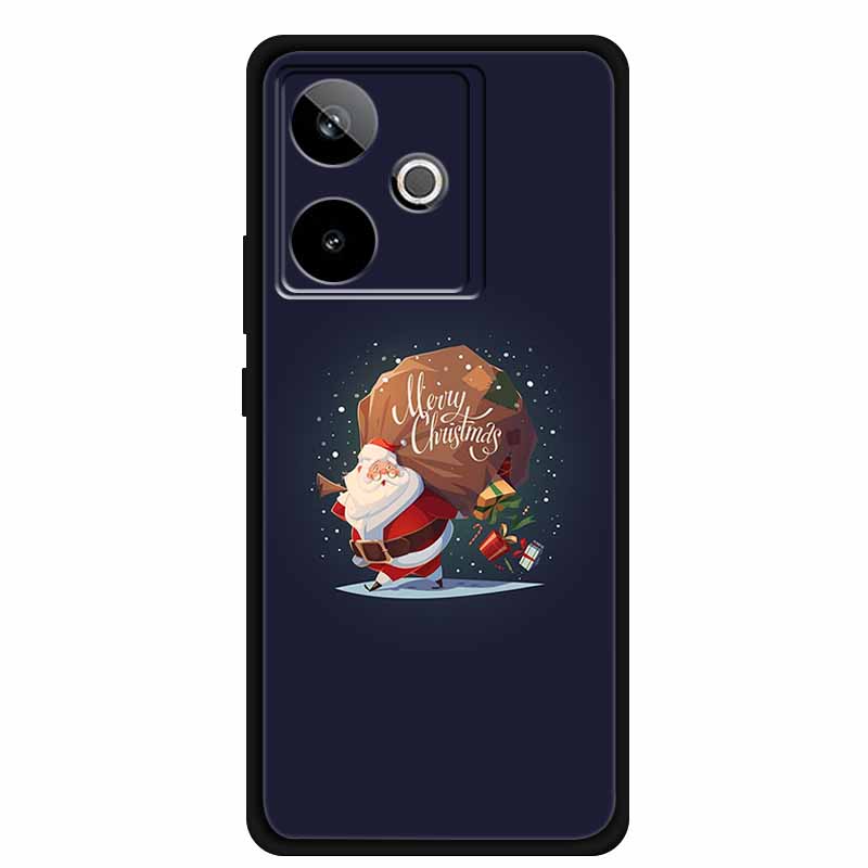 Christmas Cover For Realme GT7 GT 7 7T Case Black Silicone Cases for Realme GT 7T Cartoon Santa Claus Christmas Tree Back Cover