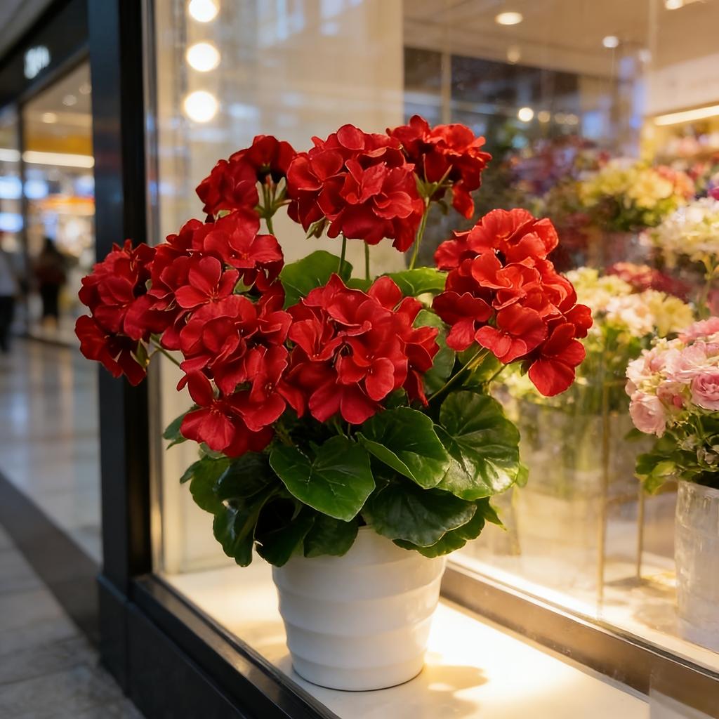 Weatherproof Geraniums | Lifelike Red Faux Flowers for All-Season Outdoor Use & Indoor Decor - Perfect Garden, Patio, and Home Centerpiece
