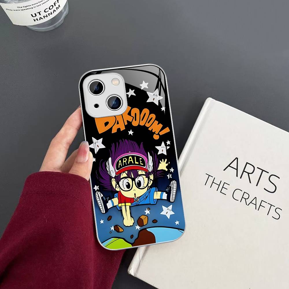 Cartoon Dr Slump Tempered Glass For Iphone 14 13 12 11 Pro Mini XS MAX 14Plus X XS XR Cover