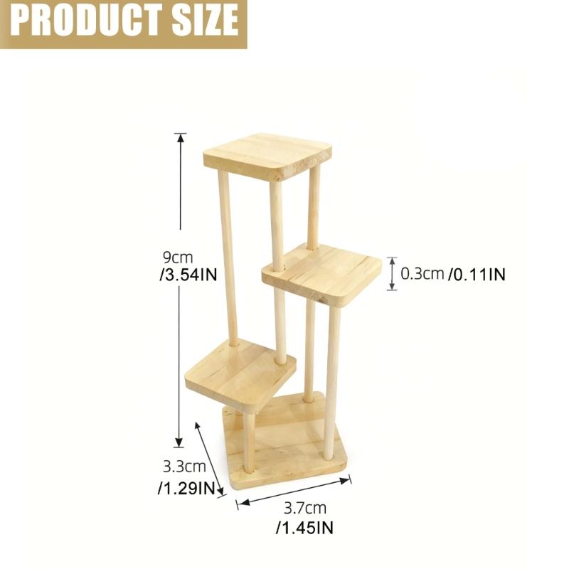 MultiLevel Flower Display Shelf For Miniature Plant And Scene Decoration Natural Wood Furniture Doll House Accessories