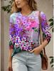 Women's T-Shirts Floral Graphic Bird Tees Fashion Stylish Long Sleeve Crew Neck Regular Tops 3D Printed Summer Casual Pullover