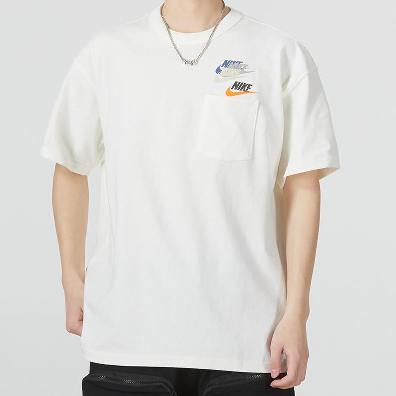 Nike T Shirts Men's White Crew Neck Moderate Straight Fit DV3316-133