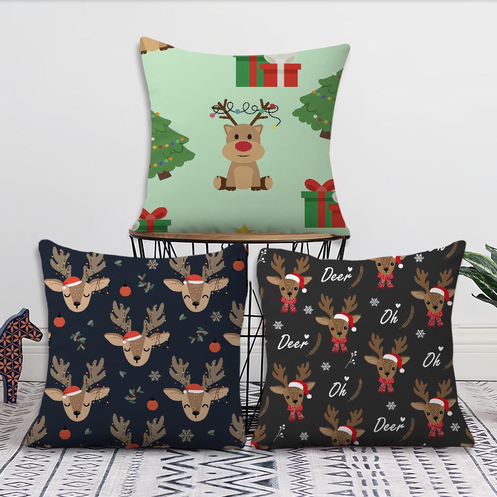 Christmas Cartoon Deer Cute cushion cover Pillow Cover Decoration Room Home Sofa living Office Car Nordic Simplicity