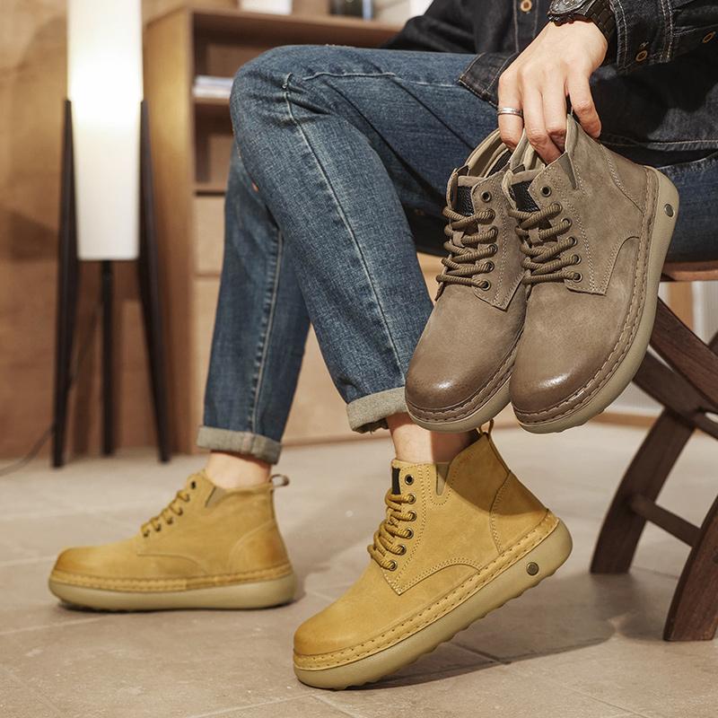 Men Boots Winter High Top Leather Shoes Fashion Shoes Fashion Ankle Boots Business Casual Outdoor Shoes Male Sneakers New