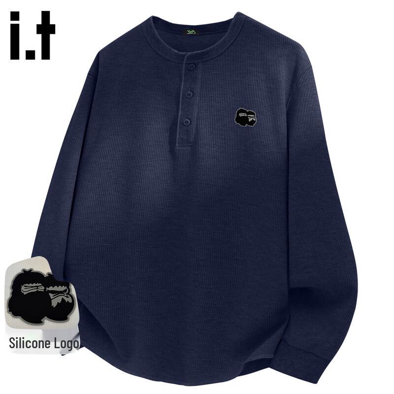 

Fingercroxx Men s Henley Waffle Knit Long Sleeve T-Shirt