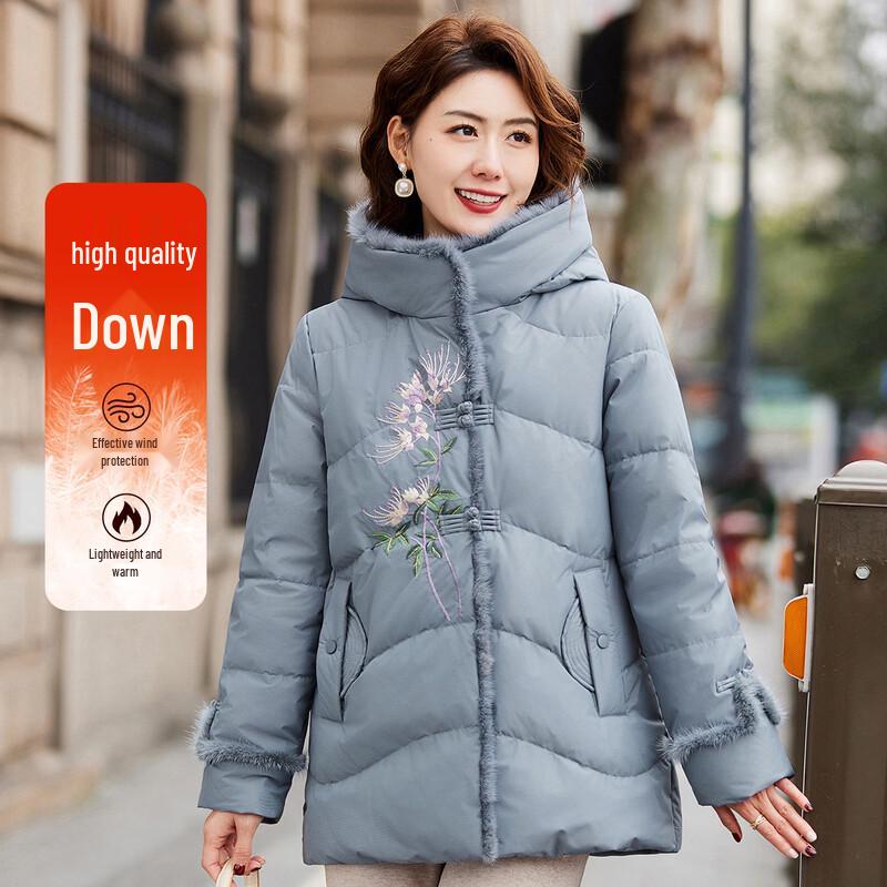 Женская толстая теплая пуховая куртка с капюшоном в китайском стиле 4XL