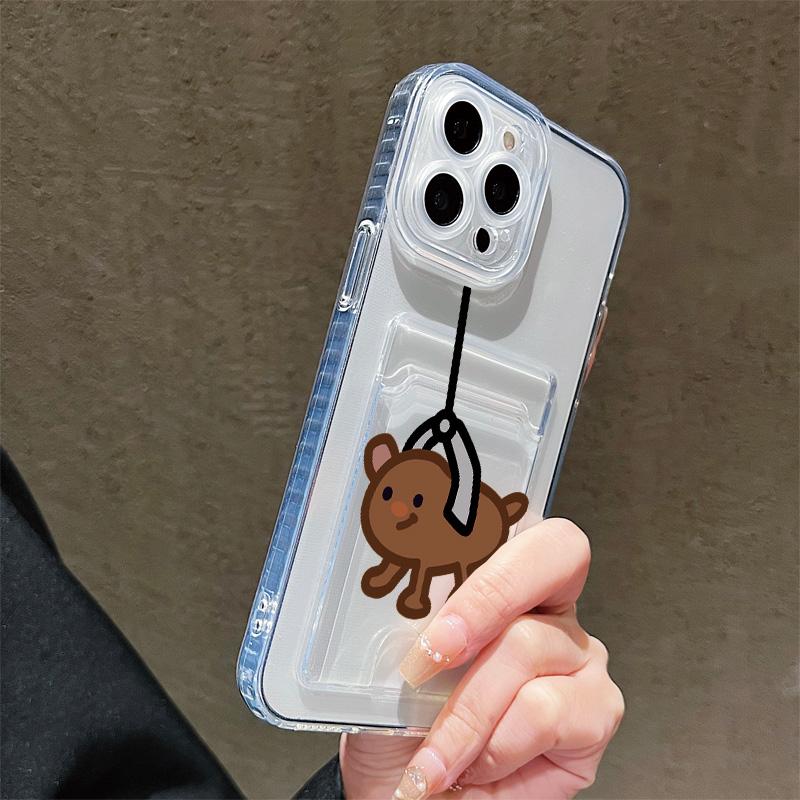 Card Slot Holder Silicone Wallet Pocket Case For Samsung S23 S24 S25 iPhone 17 16 14 Xiaomi Redmi Note 12 13 Realme 10 C21Y Cover Clear Phone Bumper