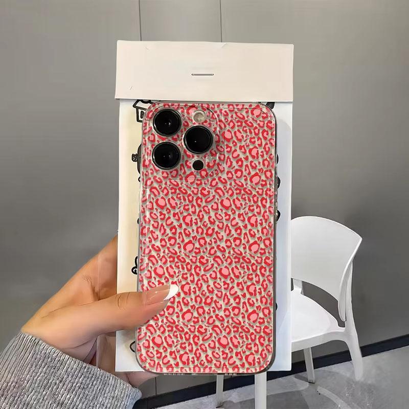 

Red Leopard Silicone Clear Phone Case For Samsung Galaxy S26 S24 S25 S23 Ultra S22 S21 S20 Plus FE A50 A71 A72 A73 Soft Cover Galaxy A50