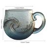 Ocean Themed Glass Coffee Mug With Sea Wave Design For Beach Bar Workplace Travel Use Unique Handmade Gift Idea