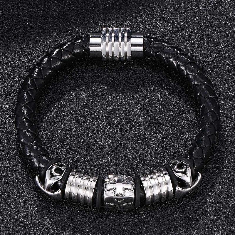 Herren Lederarmbänder Mode Charm Armreif Handgefertigtes Armband Schmuckstück mit Magnetverschluss Armbänder Männlich BB0129