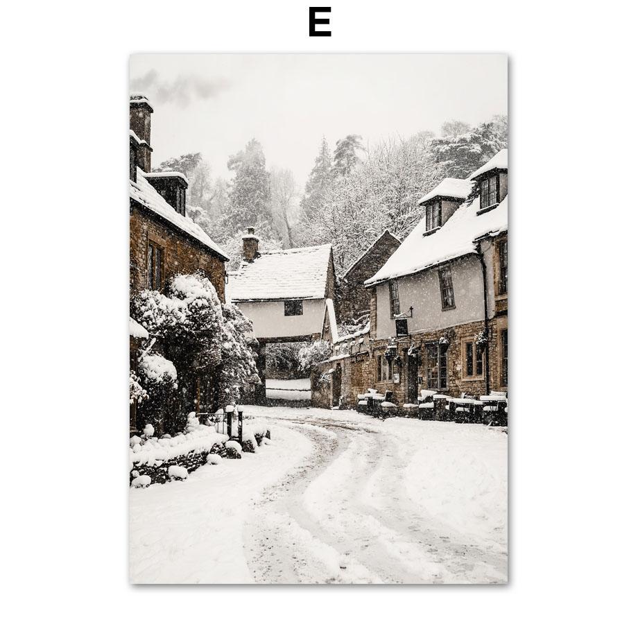 Wall Art Canvas Painting Christmas Winter Pine Forest Deer Lynx Modern Living Room Decoration Posters And Prints Wall Pictures