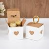 10PCS Candy Box Heart-shaped Packaging Boxes Gift Box Vintage With Ribbon Heart-printed Gift Box Kraft Paper With Twine 5.5x5.5cm