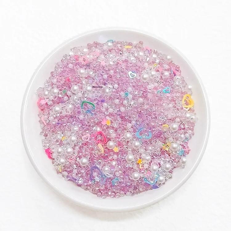 50g/Beutel Gemischte Harz Glitzernde Lochlose Perlen 2mm-7mm Strasssteine Schillernde Perlmuttfarbene Creme Imitation Blase Bastelzubehör