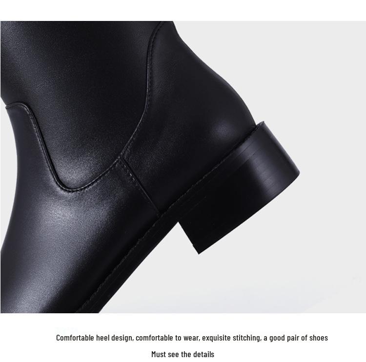 2024 Low-Heel Women's Knee-High Rider Boots with Round-Toe