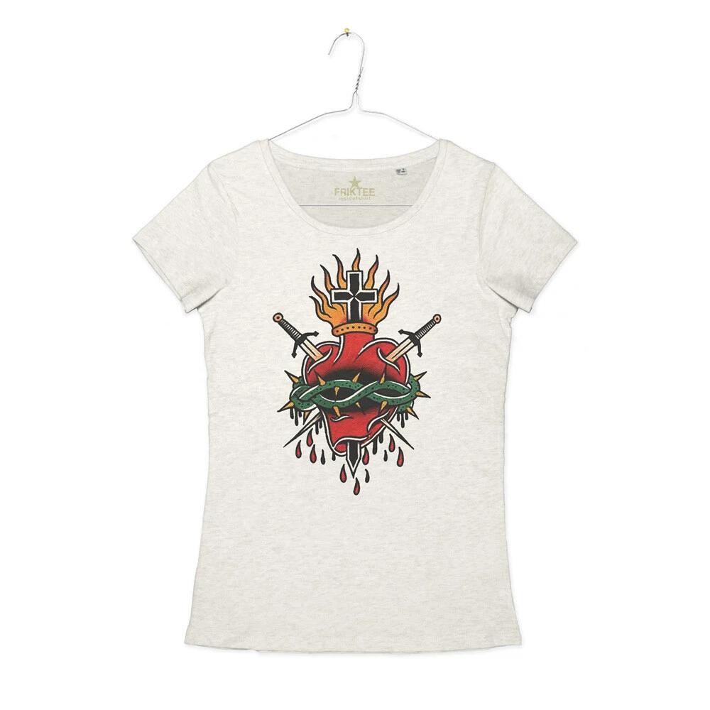 Sacred Heart Votive Tattoo T-Shirt Ex Voto Sacred Heart Tattoo Girl T-Shirt XL