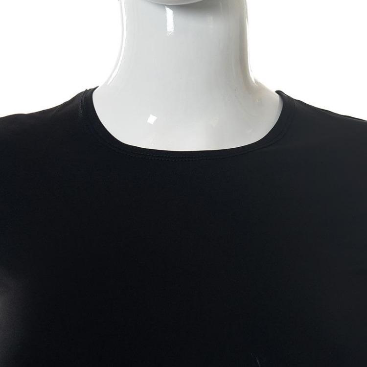 Sexy Elegantes Schwarzes Ausgeschnittenes Maxi-Kleid Damen Rundhalsausschnitt Hohe Taille Langarm Club Party Skinny Kleider