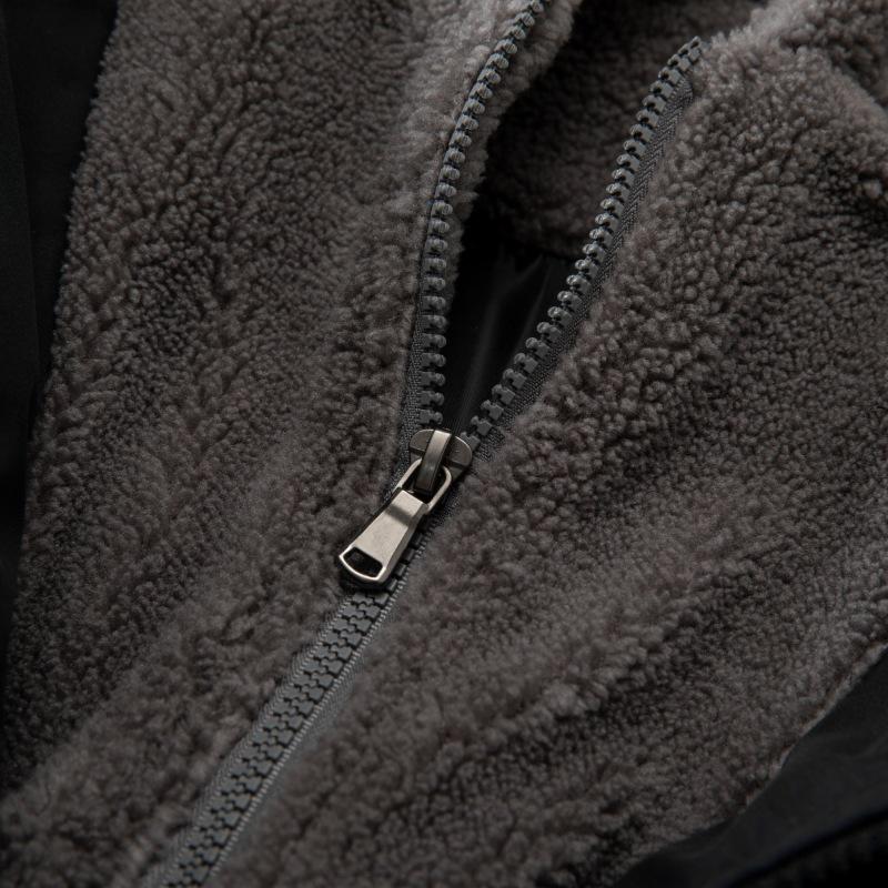 Pánská nadměrná fleecová péřová bunda s kapucí - Trendy volný dvoudílný vzhled