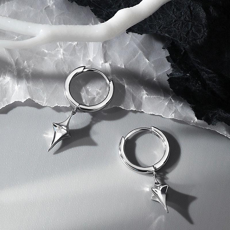 Classic Star Drop Earrings For Men Jewelry New Arrival 925 Sterling Silver Hoops Earrings Male Party Accessories Trendy Gift