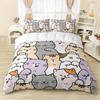 Cartoon Cat Duvet Cover Set Full Size Cute Cat Bedding Sets For Kids Girls Blue Watercolor Cat Comforter Covers Set All Season