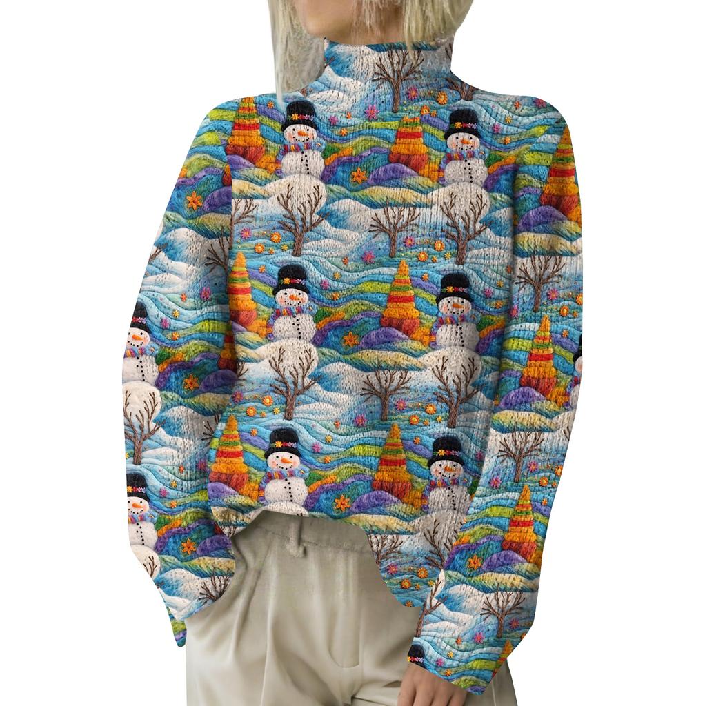 Christmas Sweatshirts For Women Knit Sweater Cute Shirt Fall Turtleneck Pullover Tops