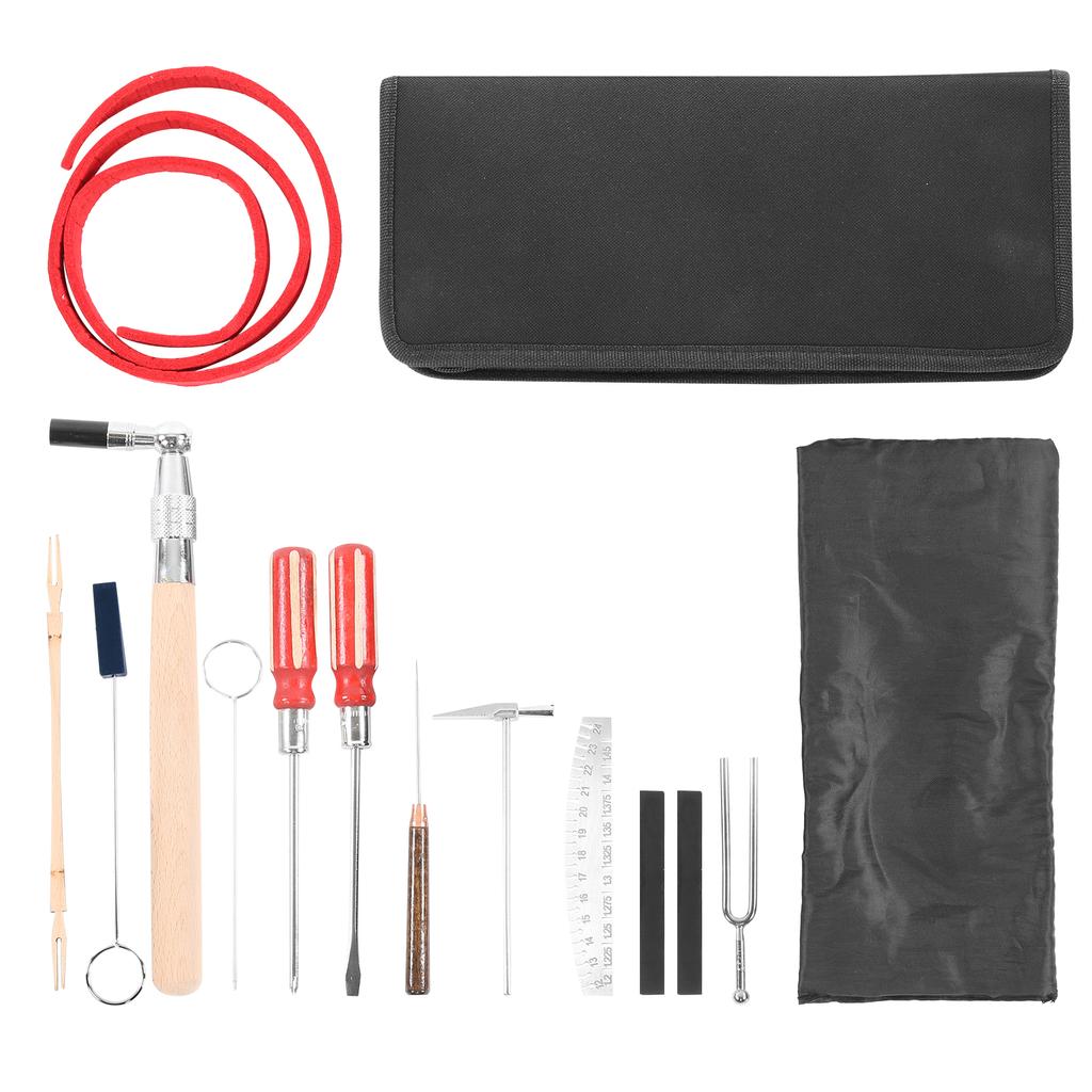 Piano Tuning Tool Hammer Measuring Ruler Stop Belt Screwdriver Soundproof Fork Storage Bag