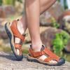Fashion Genuine Leather Men Sandals 2024 New Summer Men's Outdoor Casual Sandals Slippers Fashion Plus Size Men Walking Shoes Sneakers
