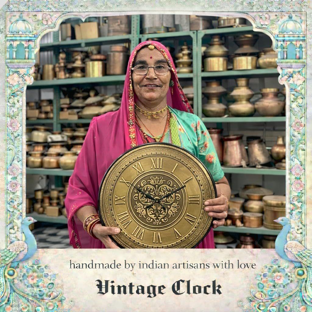 Handicraft Decorative Wooden Brass Inlay Artware/Handcrafted Fleur De Lis Design Wall Art Clock
