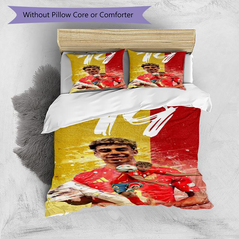 Lamine Yamal Soccer Star Number Bedding Set,Soft Bed Linen for Bedroom Home Decoration,Perfect Gift for Football Fans,Breathable Duvet Cover with Pill
