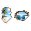 Yousheng 3D Broken Wall Ocean View Sticker, Coconut Tree Beach Decorative Decal, Waterproof Peel-And-Stick Wall Art for Living Room, Bedroom,