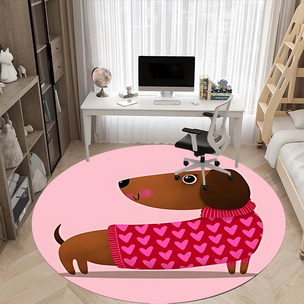 1pc Dachshund Heart Chair Carpet for Office - Durable, Ideal for Chair Mats, Stylish & Functional Decorative Rug Yy260203010