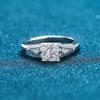 Bague Ringen Passed Diamond Test Princess Square 1/2ct Moissanite Ring Pt950 Luxury Cut Women Romantic Wedding Anniversary Gift