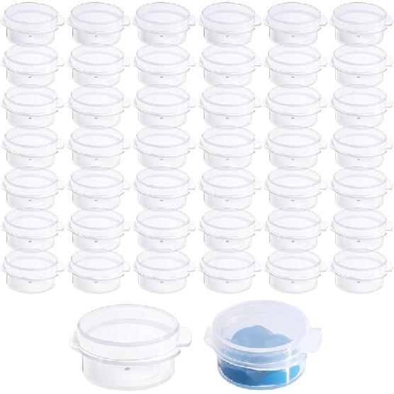 CHGCRAFT 50 Pcs Paint and Solvent Cups Clear Paint Cups with Lids Plastic Paint Cups Reusable Spill Proof Paint Cups for Arts Crafts Supplies
