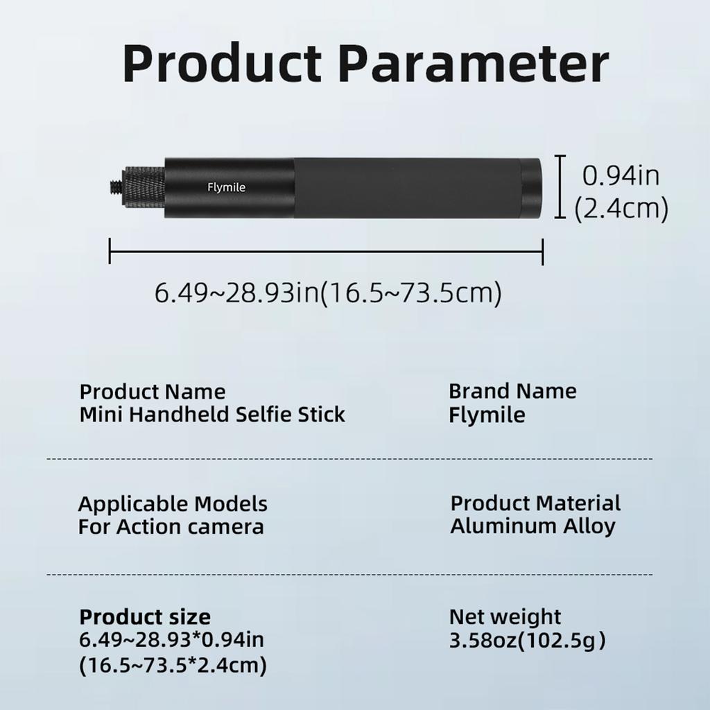 Verlängerungsstange Aluminiumlegierung Griff Handgriff für Insta360 Go Ultra/X5/Pocket 3 Action-Kameras