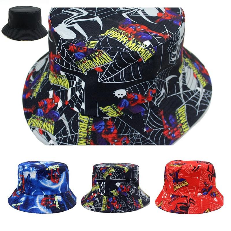 European And American Spider-man Cartoon Printed Cotton Fisherman Hat Sun Hat